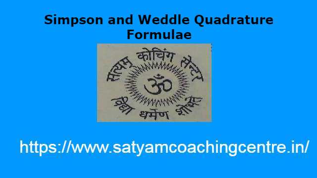 Simpson and Weddle Quadrature Formulae